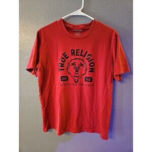 True Religion T shirt Vintage 2002 Graphic T-shirt‎ Men Large Red Tee(A258)